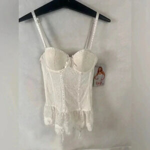 Seven Til Midnight Lace Overlay Bustier and Thong Set